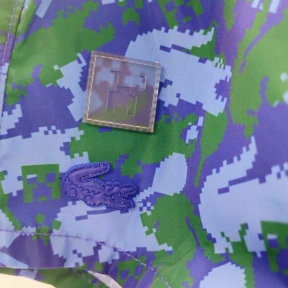 Lacoste Minecraft Creeper Swim Suit Boys Board Shorts Blue Green Pixel Art - Picture 6 of 11